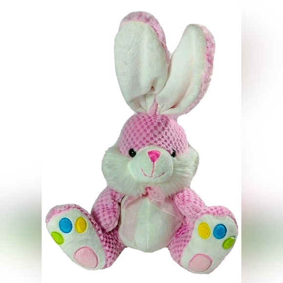 Pink BUNNY RABBIT Chrisha Creations Playful Plush 2009 16" soft stuffed - Picture 4 of 9